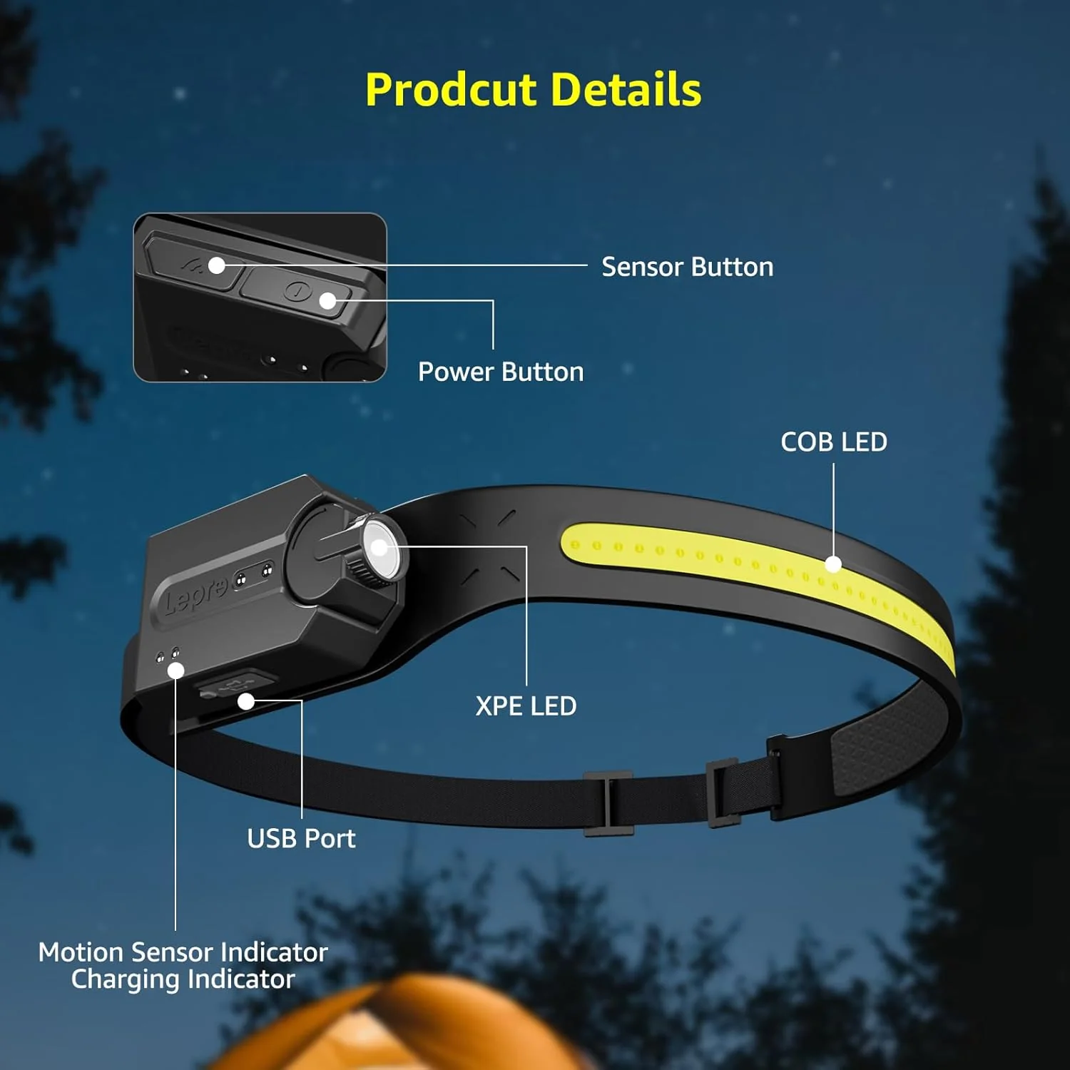 Lepro LED Headlamp with Motion Sensor - Image 7