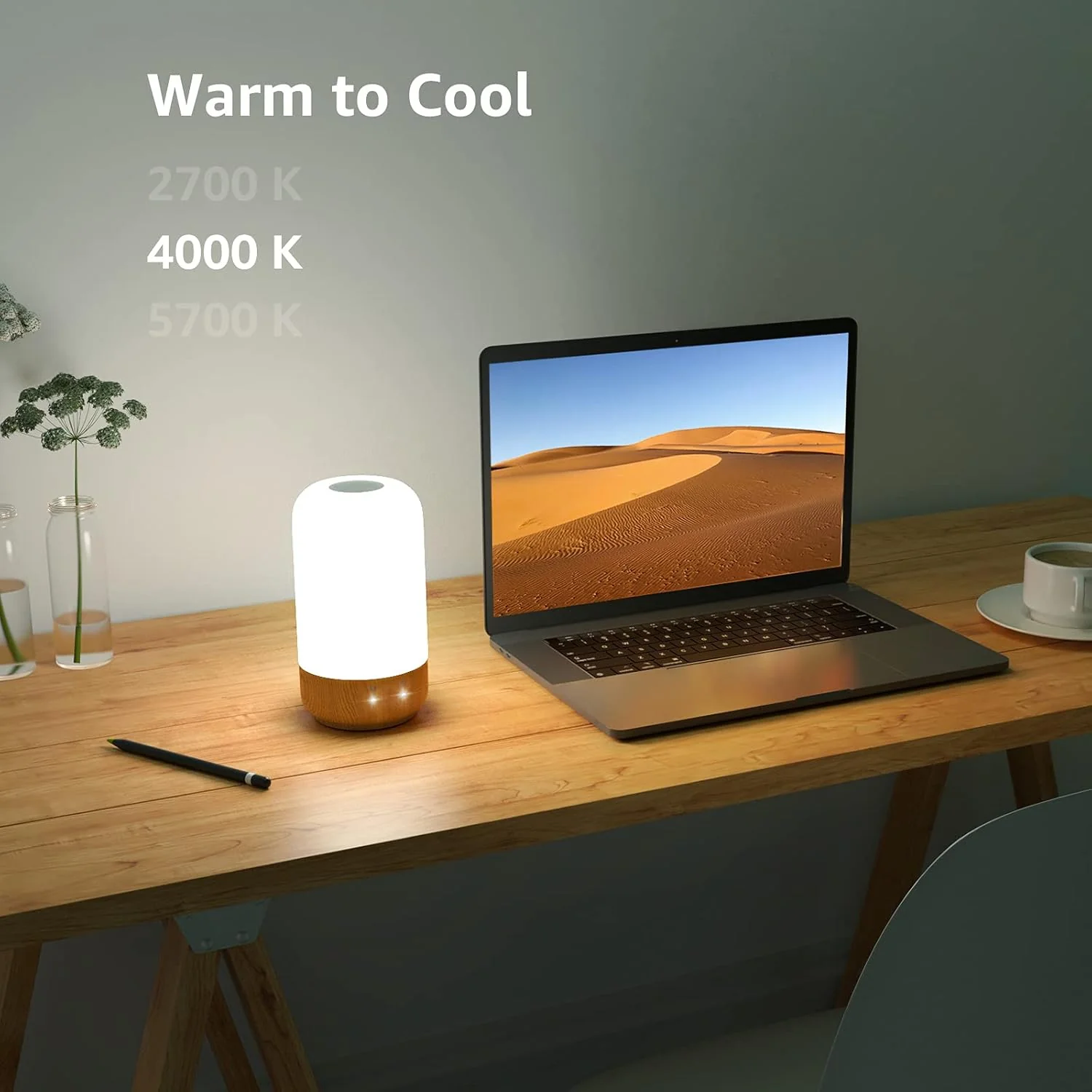 Lepro RGB Ambient Table Lamp with Wood Grain Base, Dimmable & Color Changing - Image 4