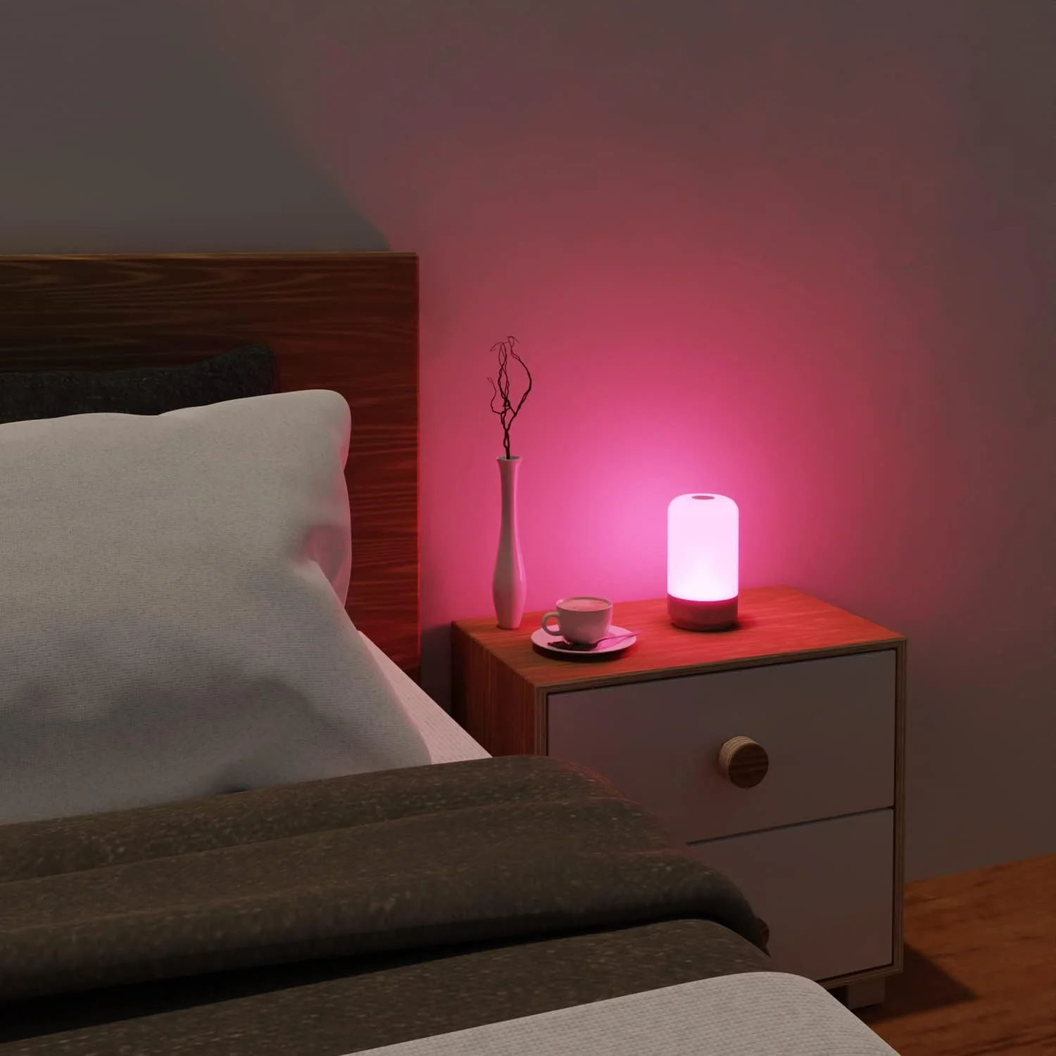 Lepro RGB Ambient Table Lamp with Wood Grain Base, Dimmable & Color Changing - Image 7