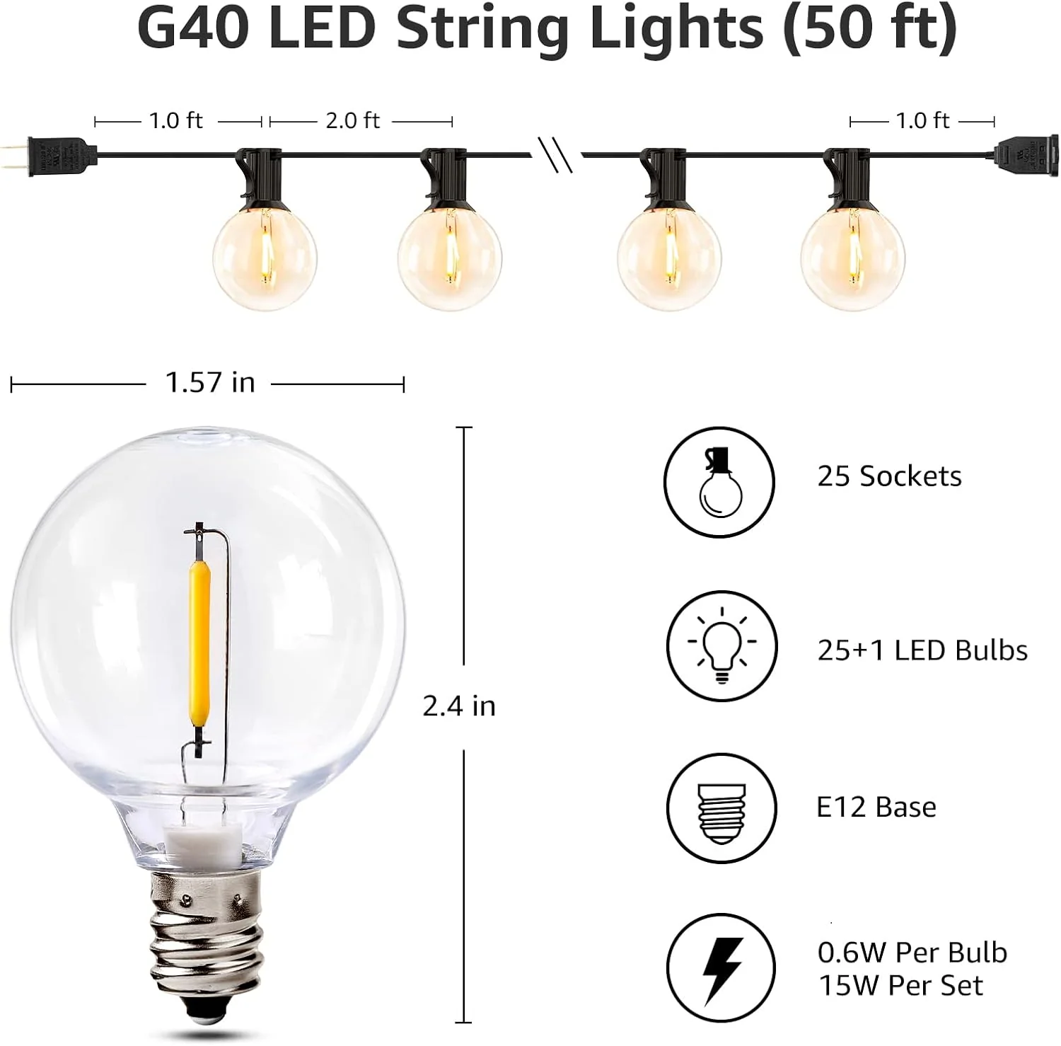 Lepro Outdoor String Lights (50ft) - Image 3