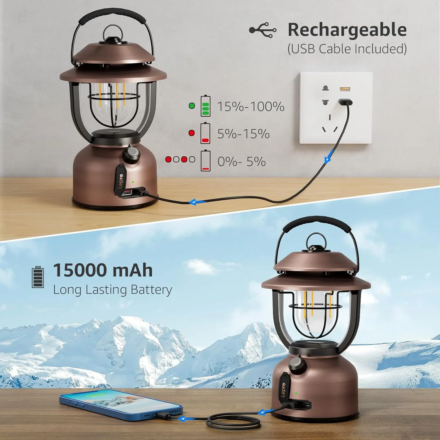 Lepro Retro LED Camping Lantern - Image 5