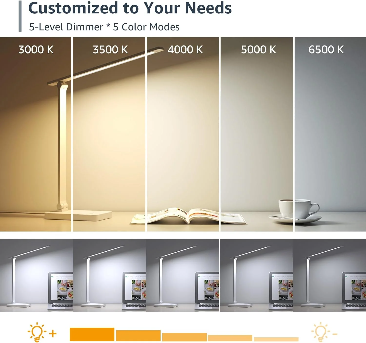 Lepro Touch-Control LED Desk Lamp – Dimmable with 3 Color Modes for Home & Office (White) - Image 3