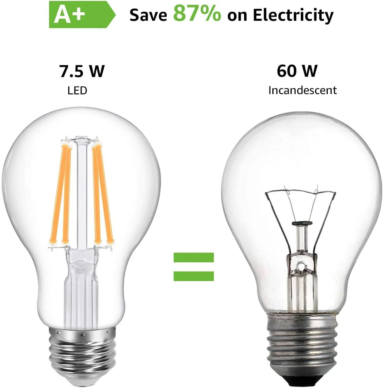 Lepro A19 Vintage LED Filament Bulbs, Dimmable, E26 Base, 8W (60W Equivalent), 800 Lumens, 2700K Warm White, Clear Glass - Image 3