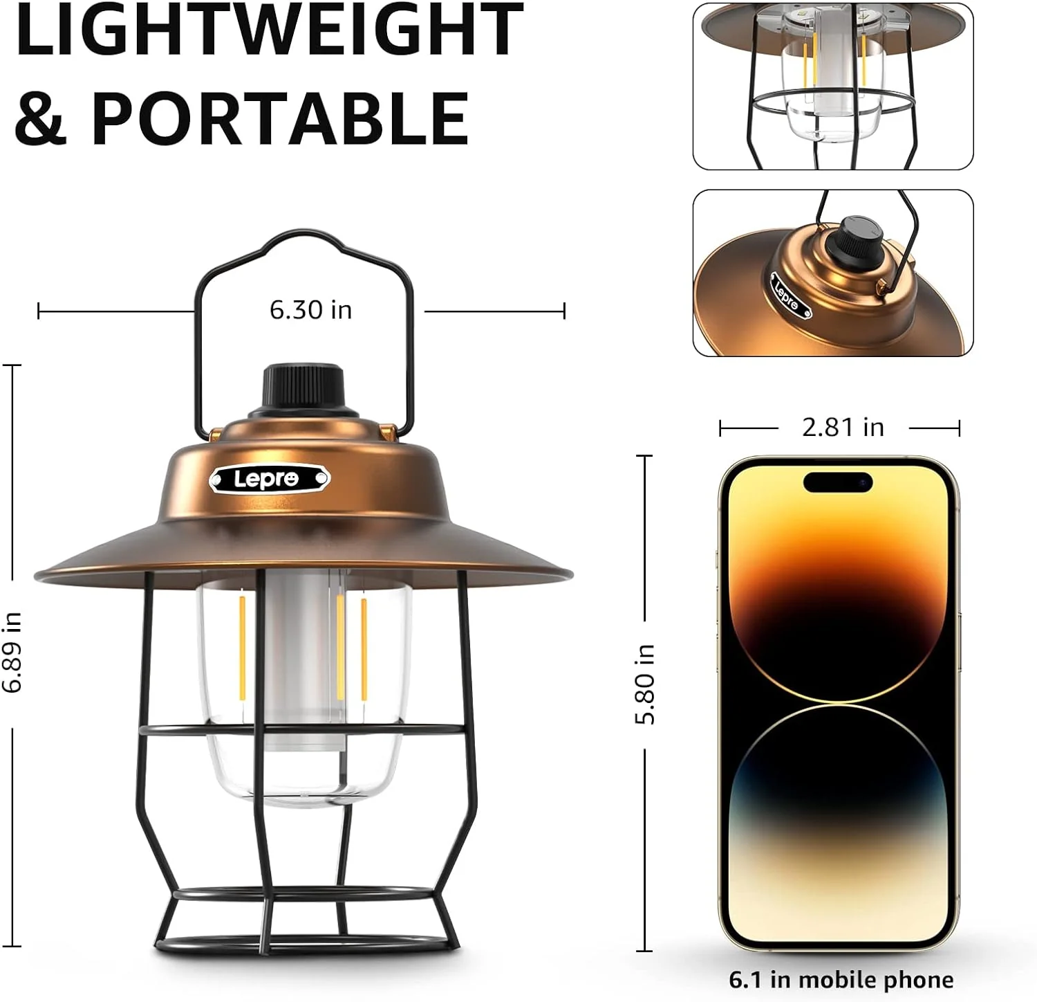 Lepro Vintage Rechargeable LED Camping Lantern - Image 8
